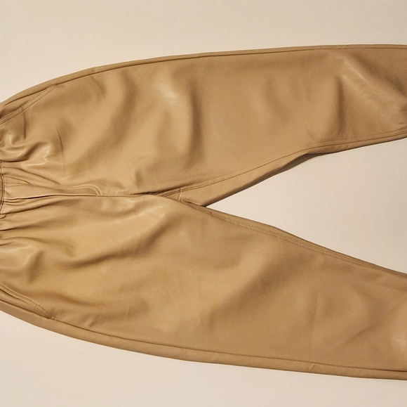 Vintage Havana Faux Soft Leather Elastic Waist Jogger  Medium Camel - Picture 3 of 11